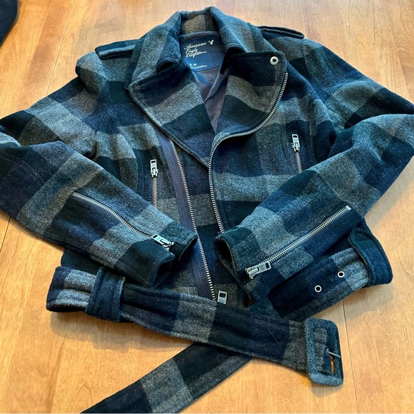 EUC American Eagle Wool Blend Moto Jacket - Picture 4 of 5